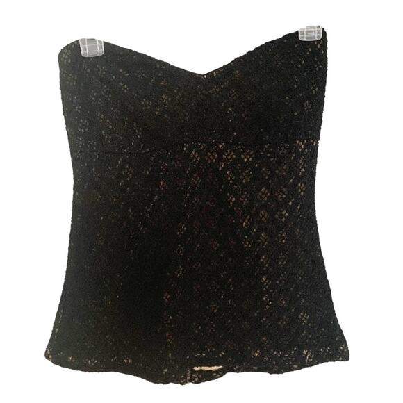 Urban Outfitters Pins & Needles Black Crochet Lace Zip Back Bustier Large - Picture 1 of 5